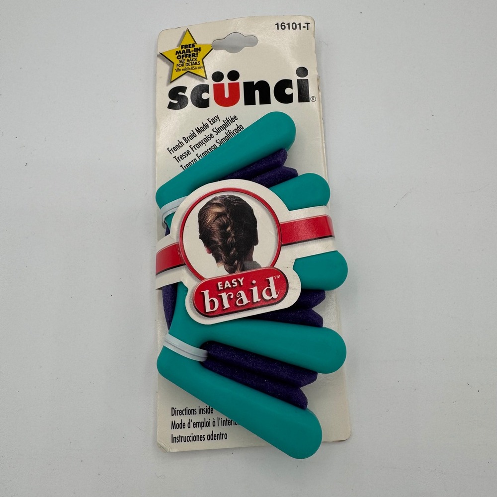 Vintage 1999 Scunci Easy Braid French Braid Tool Teal Purple 16101-T NIP